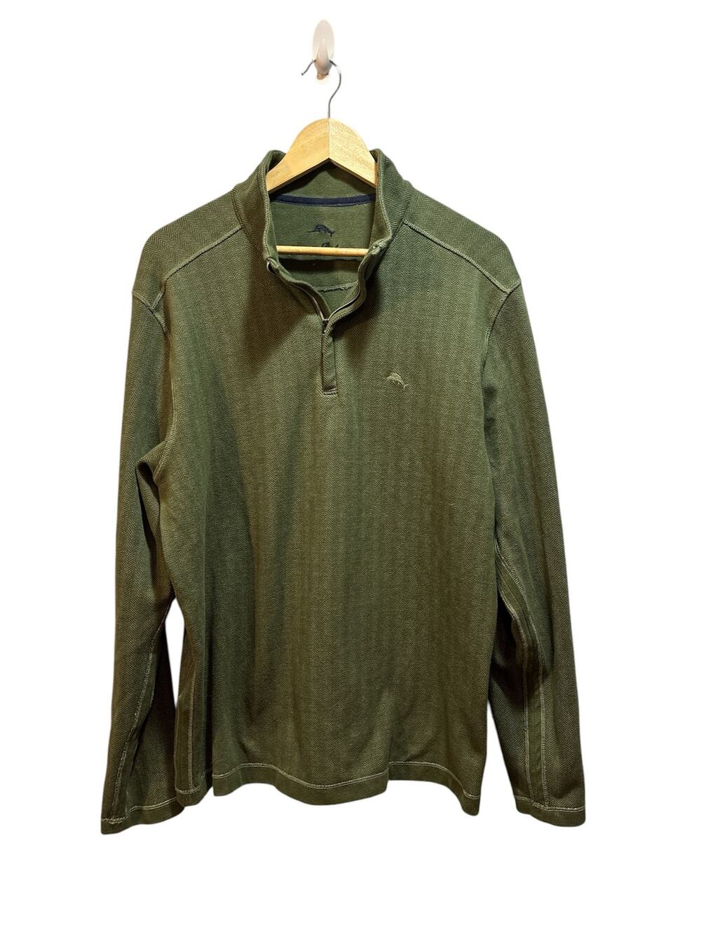 Tommy Bahama Kohala Peak 1/4 zip green pullover sweater. Men’s large long sleeve